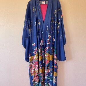 Royal blue kimono with pink/gold Obi